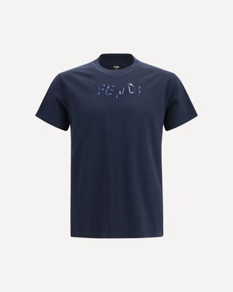 Fendi T-shirt in cotone con logo asimmetrico Man L