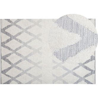 Beliani Beliani - Modern Area Rug Cotton Shaggy Diamond Pattern 140 x 200 Beige Grey Pendik