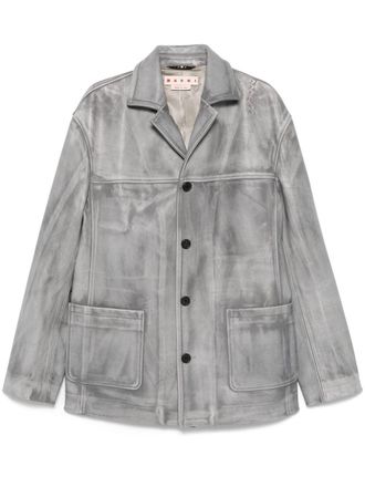Marni faded-effect coat - men - Cotton/Calf Leather/Viscose - 48 - Grey