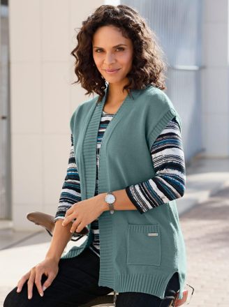 Casual Looks Strickweste CASUAL LOOKS, Damen, Gr. 38, gr&uuml;n (jade), 50% Viskose, 28% Polyester, 22% Polyamid, unifarben, Westen Strickweste