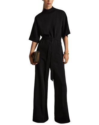 Reiss Ruby Woven Rib Trim Jumpsuit