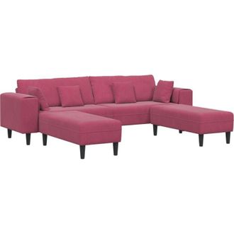 vidaXL Vidaxl - Sof&aacute; De Terciopelo Con Coj&iacute;n 3 Pcs Rojo Vino 208 Cm Terciopelo