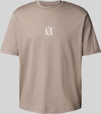 A|X Armani Exchange T-Shirt mit Label-Print in Taupe, Größe L