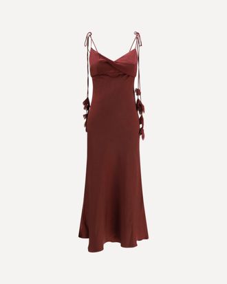 Self Portrait Satin flower midi Dress Female 10