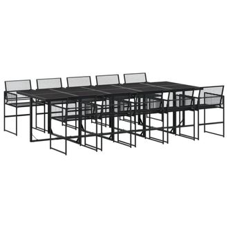Berkfield Home 11 Piece Garden Dining Set Black Poly Rattan