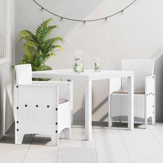vidaXL Conjunto De Comedor De Jard&iacute;n 3 Pcs Blanco Ratan Polt Vidaxl