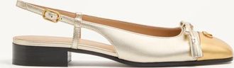 Valentino Garavani Valet Du Roi Laminated Nappa Slingback Ballerina 25mm Woman PLATINUM/GOLD 36.5