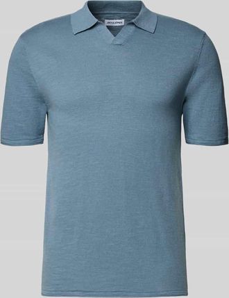 Jack & Jones Jack & Jones Slim Fit Poloshirt in Strick-Optik Modell Kane in Jeansblau, Gr&ouml;&szlig;e XXL
