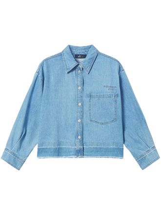 Twin-Set stud-embellished denim shirt - women - Cotton - L - Blue