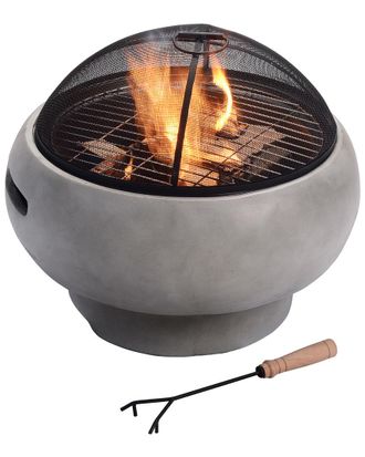 Peaktop Outdoor 21In Round Concrete Wood Burning Fire Pit
