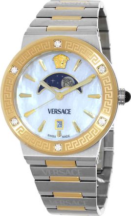 Versace Greca Logo Moonphase Quartz Mother of Pearl Dial Ladies Watch VE7G00524