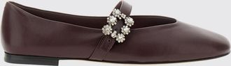 Roger Vivier Efflorescence Jewelled Buckle Mary Jane Ballet Flats in Leather