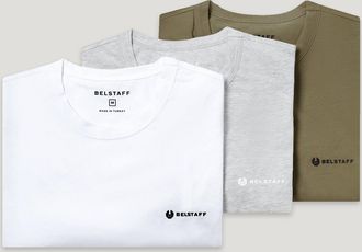Belstaff 3 Pack T-shirt Regular Fit White / Fatigue Green / Old Silver Heather Size 2XL
