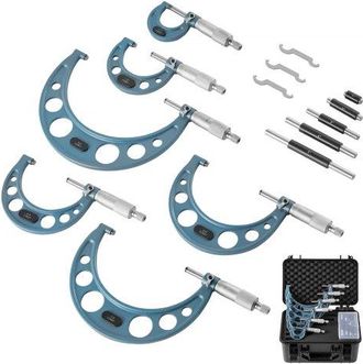 OEM Juego De 6 Micr&oacute;metros Para Maquinista 0-15,24 Cm, Precisi&oacute;n De 0,003 Mm, Dise&ntilde;o Mec&aacute;nico, Herramientas Profesionales Con Estuche Protector, Para Meta