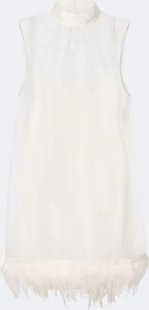 Staud Albee feather-trimmed silk minidress