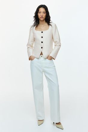 H&M Square-neck Blazer in Light Beige at Nordstrom, Size Xx-Large