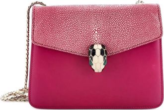 Bulgari Serpenti Forever Square Leather and Stingray Small shoulder bag - Roze