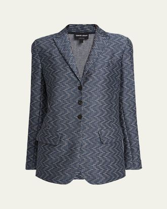 Giorgio Armani Zigzag Jacquard Cashmere Single-Breasted Jacket