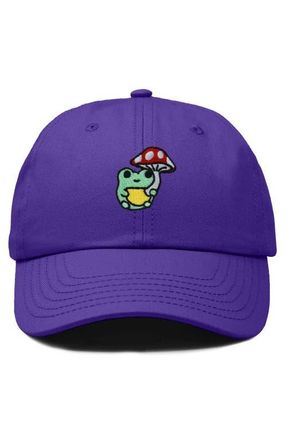 Dalix Mushroom Frog Embroidered Hat in Purple at Nordstrom