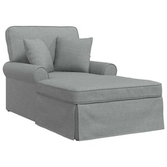 vidaXL Chaise Lounge Con Falda Con Coj&iacute;n 3 Pcs Gris Claro Tela Vidaxl