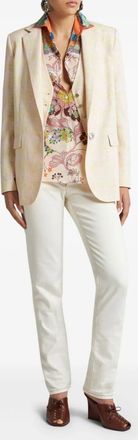 Etro Etro Womens Pegaso Button Blazer - Ivory Linen - Size EU 48 (Womens)