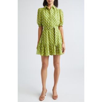 Cinq &agrave; Sept Camille Polka Dot Minidress in Pickle/ivory at Nordstrom, Size 10