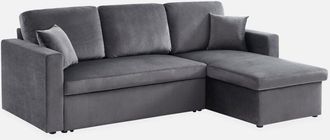 Sweeek Sweeek - Sofá cama esquinero reversible de 3 plazas, Ida terciopelo, Verde ingles, 219x147x68 cm