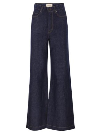 Max Mara Weekend Maxmara Wkdlatino Vaqueros denim de algod&oacute;n y lino
