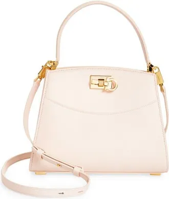 Ferragamo Small Studio Box Leather Top Handle Bag in Ballet at Nordstrom