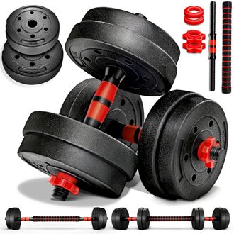 OEM Re:sport Juego De Mancuernas De 15 Kg, Juego De Barra, Discos De Pesas Con Mancuernas