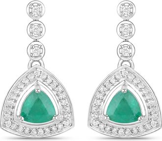 Diana M. Jewels Zambian Emerald Trillion 5.50mm - 2Pcs + White Diamond F/C Round 1.30mm( I1-I2/I color ) - 6Pcs + White Diamond F/C Round 1mm( I1-I2/I color ) - 54Pcs