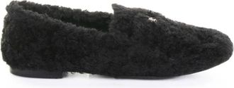 Casadei Shearling Slip-On Loafers - Dames - Loafers - Zwart - 38 EU - Leer - Schoenen
