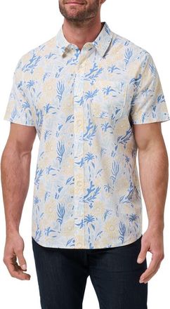 Travis Mathew Souvenir City Short Sleeve Stretch Cotton Button-Up Shirt in White at Nordstrom Rack, Size Xx-Large