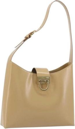 Ferragamo Pre-owned Shoulder Bag - Dames - Vintage Schoudertas - Beige - ONE Size - Leer - Vintage