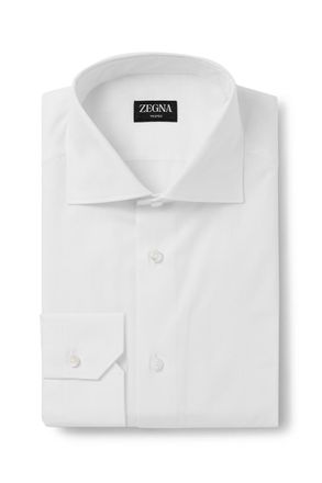 Ermenegildo Zegna Cutaway-Collar Cotton-Twill Shirt