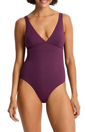 Sea Level Australia Longline Tie Back One-Piece Swimsuit in Claret at Nordstrom, Size 10 Us
