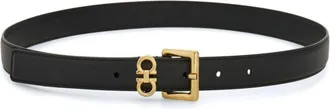 Ferragamo Black Solid Buckle Belt