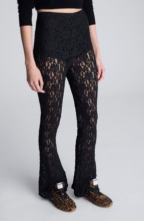 Kenneth Cole Pull-On Lace Flare Pants in Black at Nordstrom, Size Medium