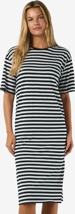 Noisy May Maxikleid NOISY MAY NMMAYDEN 2/4 DRESS NOOS, Damen, Gr. XL, N-Gr, schwarz stripes:hellwei&szlig;, Obermaterial: 65% Polyester, 35% Viskose, gestreift, unifa