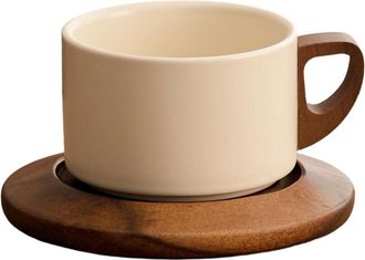 OEM Taza De Cer&aacute;mica Con Asa De Madera De Nogal, Taza De Caf&eacute;-2d