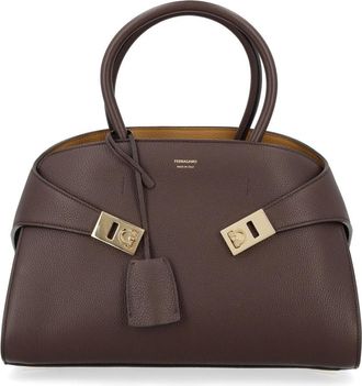 Ferragamo Hug Pebbled Structured Trapezoidal Handbag