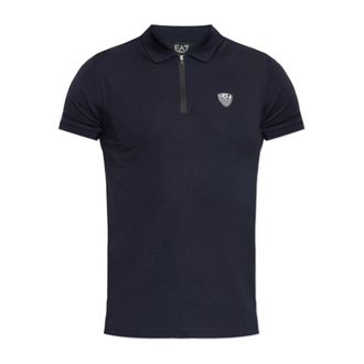 Emporio Armani Premium Shield Polo Shirt - Heren - Polos - Blauw - XL - Leer - Tops