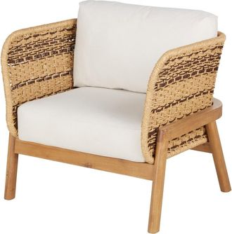 Maisons du monde Sill&oacute;n de jard&iacute;n de madera de acacia, resina y cojines color crudo