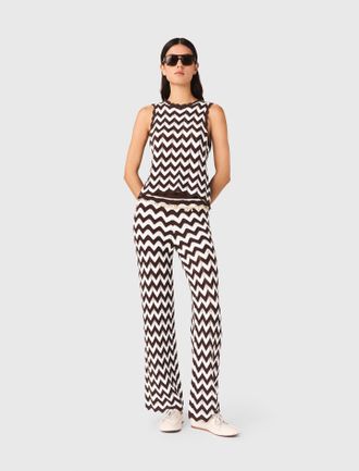 Maje Zigzag Crochet Top - Brown/white - Maje