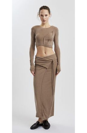 Mother of All Pepper Long Sleeves Crop Top in Brown at Nordstrom, Size X-Small