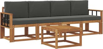 vidaXL Conjunto De Sof&aacute;s De Exterior 5 Uds. Natural Y Antracita Vidaxl