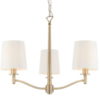 Loops Multi Light Ceiling Pendant 3 Bulb ANTIQUE BRASS & WHITE Chandelier Lamp Shade