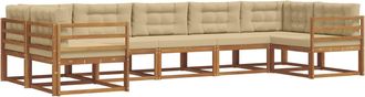 vidaXL Conjunto De Sof&aacute;s De Exterior 7 Uds. Natural Y Beige Vidaxl