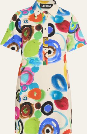 Libertine - Libertine Gouache Printed Preppy Mini Polo Dress