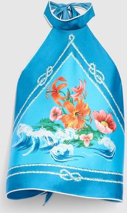Gucci Printed Silk Twill Top, Blue, Ready-to-wear
